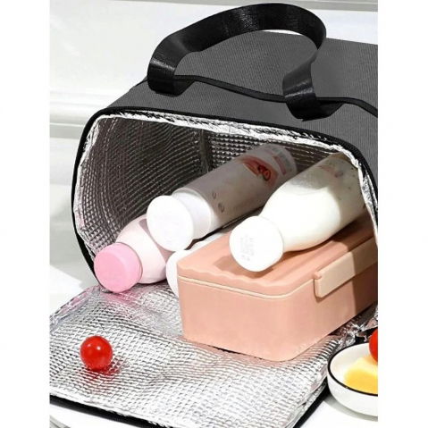 Geanta termica  pentru pranz, compartimente telefon si tacamuri, multifunctionala, impermeabila, 24x18x21 cm, negru [6]