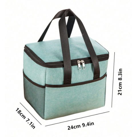 Geanta termica  pentru pranz, compartimente telefon si tacamuri, multifunctionala, impermeabila, 24x18x21 cm, verde [7]