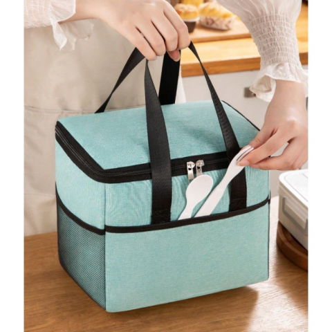 Geanta termica  pentru pranz, compartimente telefon si tacamuri, multifunctionala, impermeabila, 24x18x21 cm, verde [5]