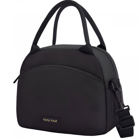 Caserole, genți termice și organizatoare pastile - Geanta termica pentru pranz  multifunctionala, compartimentata, impermeabila, 2 tipuri de manere, 26x14.3x21.2 cm, negru