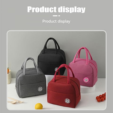 Geanta termica pentru pranz, multifunctionala, compartimentata, impermeabila, cu manere, buzunar exterior, 22x14x19 cm, gri [2]