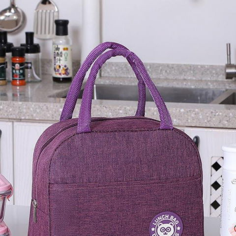 Geanta termica pentru pranz, multifunctionala, compartimentata, impermeabila, cu manere, buzunar exterior, 22x14x19 cm, mov [5]