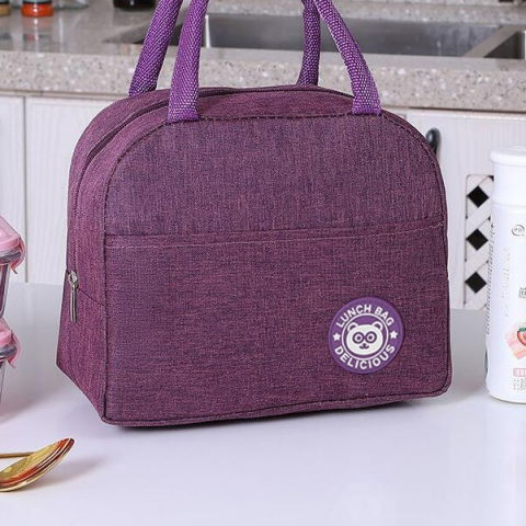 Geanta termica pentru pranz, multifunctionala, compartimentata, impermeabila, cu manere, buzunar exterior, 22x14x19 cm, mov [4]