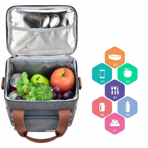 Geanta termo-izolanta, multifunctionala, 1 compartiment principal, 1 buzunar lateral exterior, impermeabila, manere si bretea de umar, 25x22x15 cm, gri [4]