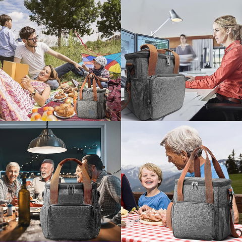 Geanta termo-izolanta, multifunctionala, 1 compartiment principal, 1 buzunar lateral exterior, impermeabila, manere si bretea de umar, 25x22x15 cm, gri [3]