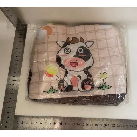 Geanta termoizolanta pentru copii, 23x13x19 cm, model imprimeu vacuta, din folie de aluminiu si panza oxford, bej [1]