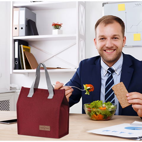 Geanta termoizolanta tip bento bag  camping cooler, aluminiu, 22.5x13x25,5 cm, 3.3 l, visiniu [2]