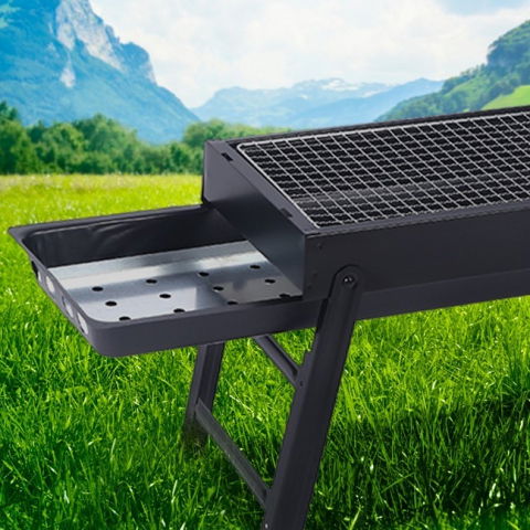 Gratar portabil, confectionat din metal, pentru picnic, gradina, terasa, camping, dimensiuni reduse, 60x22x23 cm, negru [2]