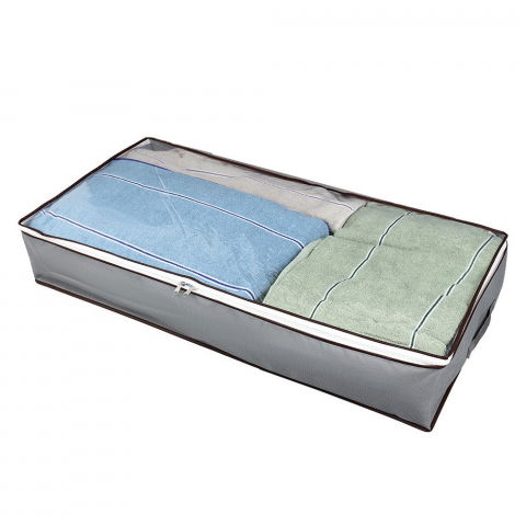 Husa de depozitare, intrebuintare multipla, pliabila, cu fermoar bidirectional si fereastra deasupra transparenta, manere laterale, lavabila, 65x45x15 cm, gri [7]