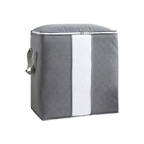 Pentru haine și lenjerie - Husa de depozitare, intrebuintare multipla, pliabila, cu fermoar bidirectional si fereastra laterala transparenta, lavabila, 50x48x28 cm, gri