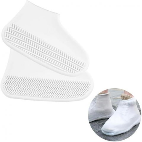 Husa incaltaminte, impermeabila, antiderapanta, din latex, 13 x 13 x 2 cm, marime m 34-40 cm, alb [3]