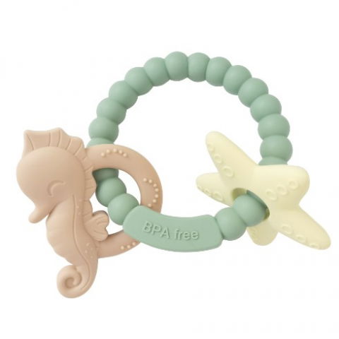 Jucarie dentitie bebelusi, tip bratara, model calut si stea de mare, + 3 luni, din silicon, fara bpa, 8.1 x 8.1 x 1.2 cm, verde [4]