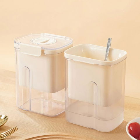 Kit presa pentru branza, filtru de iaurt, strecuratoare de iaurt grecesc, filtru de lapte, 18x9.7x13 cm, lingura alba 20x1.6 cm, alb [2]