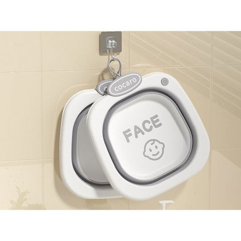 Lavoar pliabil, pentru copii 1-8 ani, 28.5x28.5x10 cm, din pe+pp, 3.5l, model fata, gri [4]