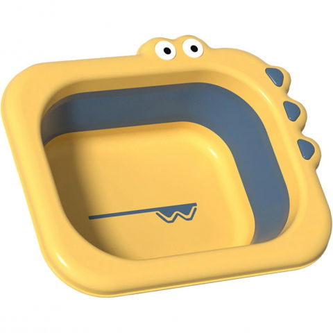 Igienă, baie și accesorii bebeluși şi copii - Lavoar pliabil, pentru copii, din pp/tpe, portabil, model crocodil, 30x24.5x9 cm, galben/albastru