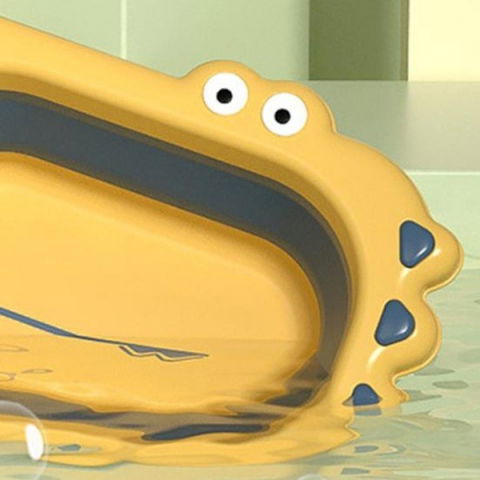 Lavoar pliabil, pentru copii, din pp/tpe, portabil, model crocodil, 30x24.5x9 cm, galben/albastru [3]