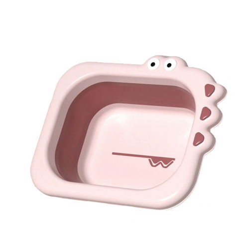 Îngrijire, transport și organizare pentru bebeluși și copii - Lavoar pliabil, pentru copii, din pp/tpe, portabil, model crocodil, 30x24.5x9 cm, roz
