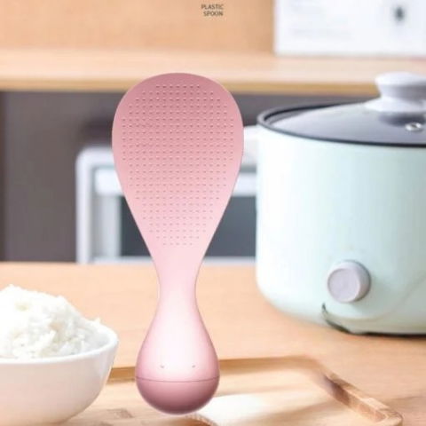 Lingura de orez termorezistenta, roz, cu baza antialunecare, perfecta pentru preparare si servire [2]