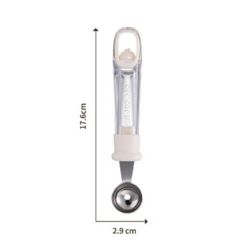 Lingura pentru bile de fructe, scobitor fructe, ustensila multifunctionala pentru fructe, accesoriu de bucatarie, lingura antialunecare pentru salata de fructe, 17.6 x 2.9 cm, bej [1]