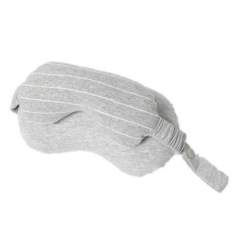 Organizatoare, perne voiaj şi accesorii - Masca de dormit, 2 in 1, cu tetiera, din particule de spuma si bumbac, gri deschis