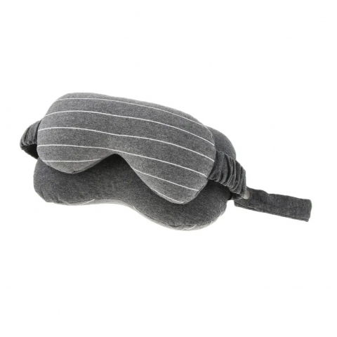 Masca de dormit, 2 in 1, cu tetiera, din particule de spuma si bumbac, gri inchis [5]