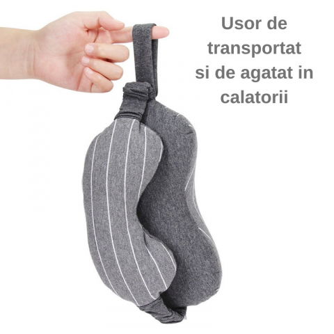 Masca de dormit, 2 in 1, cu tetiera, din particule de spuma si bumbac, gri inchis [4]