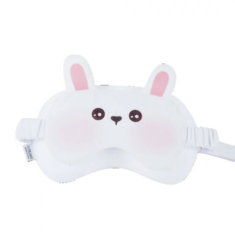 Masca de dormit, 2 in 1, cu tetiera, din particule de spuma si bumbac, model iepure, alb [1]