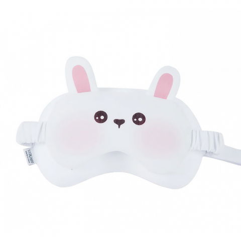 Masca de dormit, 2 in 1, cu tetiera, din particule de spuma si bumbac, model iepure, alb [2]