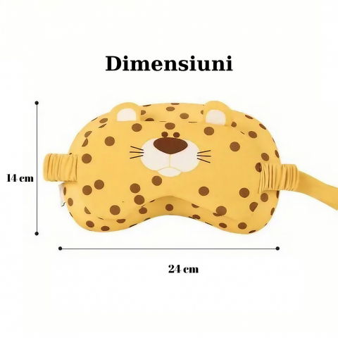 Masca de dormit, 2 in 1, cu tetiera, din particule de spuma si bumbac, model leopard ,portocaliu [3]