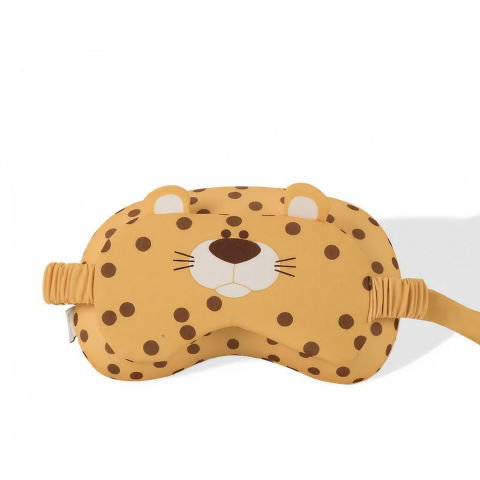 Masca de dormit, 2 in 1, cu tetiera, din particule de spuma si bumbac, model leopard ,portocaliu [18]