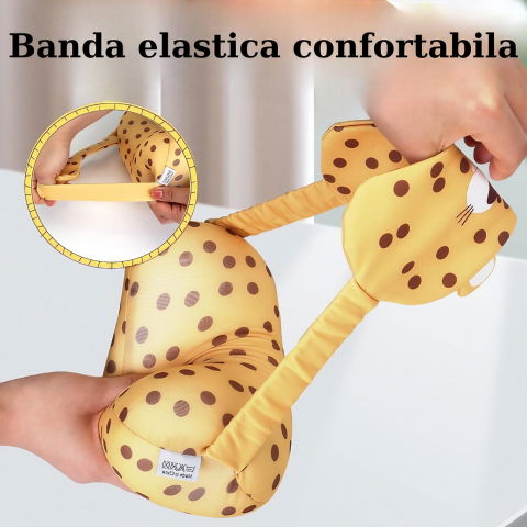 Masca de dormit, 2 in 1, cu tetiera, din particule de spuma si bumbac, model leopard ,portocaliu [13]