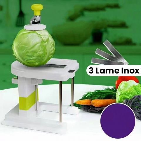 Masina manuala pentru maruntit varza, cu maner rotativ, lame din inox, corp din plastic, pentru legume si fructe, 20 x 20 x 15 cm, alb [1]