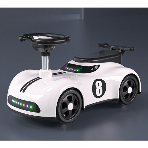 Masina pentru copii, 1-3 ani, impingere, bluetooth, muzica, din abs, 4 roti, inaltime sezut 22 cm, alb [1]