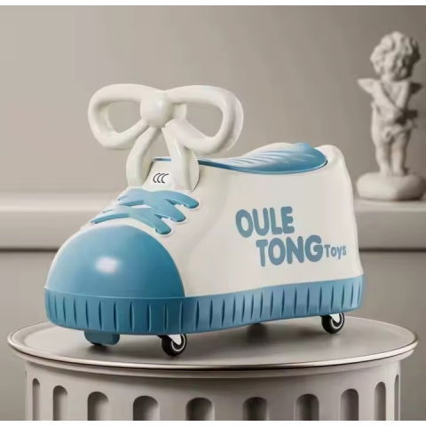 Masina pentru copii, model pantof, 4 roti, 1-6 ani, cutie de depozitare, din abs, 48 x 27 x 34 cm, albastru [2]