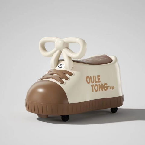 Masina pentru copii, model pantof, 4 roti, 1-6 ani, cutie de depozitare, din abs, 48 x 27 x 34 cm, maro [1]