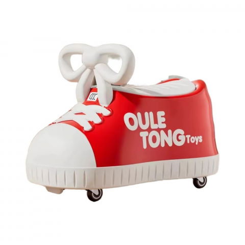 Îngrijire, transport și organizare pentru bebeluși și copii - Masina pentru copii, model pantof, 4 roti, 1-6 ani, cutie de depozitare, din abs, 48 x 27 x 34 cm, rosu