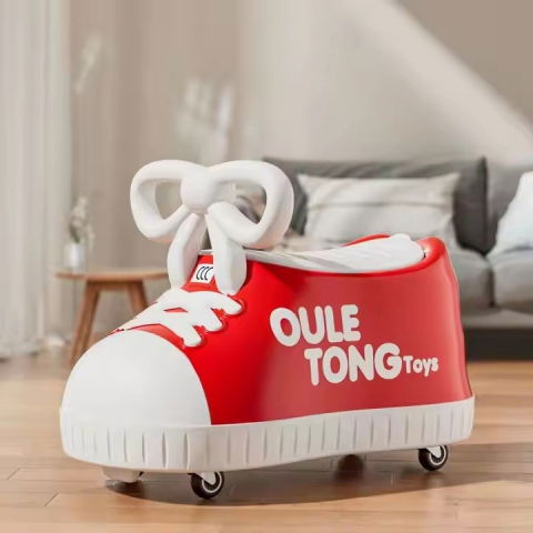 Masina pentru copii, model pantof, 4 roti, 1-6 ani, cutie de depozitare, din abs, 48 x 27 x 34 cm, rosu [2]