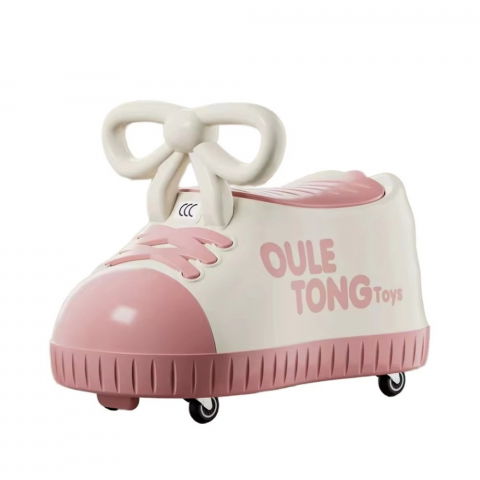 Îngrijire, transport și organizare pentru bebeluși și copii - Masina pentru copii, model pantof, 4 roti, 1-6 ani, cutie de depozitare, din abs, 48 x 27 x 34 cm, roz