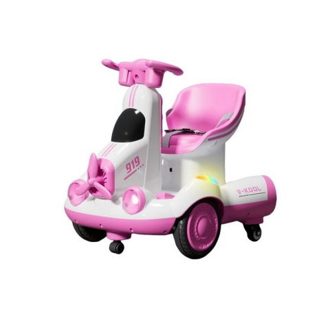 Îngrijire, transport și organizare pentru bebeluși și copii - Masinuta electrica, pe 4 roti, cu telecomanda, lumini led si muzica, +2 ani, inaltime reglabila, roz