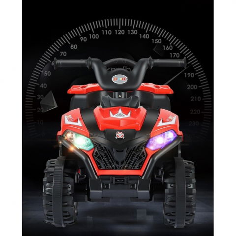 Masinuta electrica  pe 4 roti, tip atv, cu acumulator, sistem anti-rasturnare, sistem de lumini si sunet, 2-5 ani, 70 x 43 x 48 cm, rosu [12]