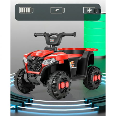 Masinuta electrica  pe 4 roti, tip atv, cu acumulator, sistem anti-rasturnare, sistem de lumini si sunet, 2-5 ani, 70 x 43 x 48 cm, rosu [11]