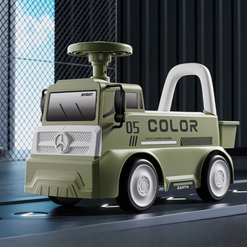 Mașinuță pentru copii, 3 ani, model camion, sport, claxon, cutie depozitare, 62x26x40 cm, verde [3]