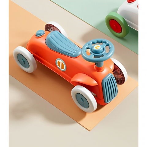 Masinuta ride-on  cu sistem anti-rasturnare, claxon pe volan, 1-6 ani, 60 x 28 x 34 cm, rosu-albastru [4]