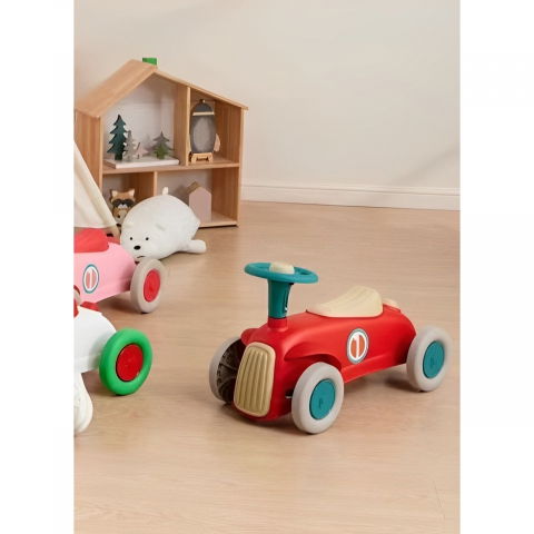 Masinuta ride-on  cu sistem anti-rasturnare, claxon pe volan, 1-6 ani, 60 x 28 x 34 cm, rosu-crem [2]