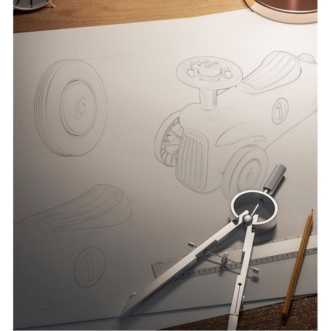 Masinuta ride-on  cu sistem anti-rasturnare, claxon pe volan, 1-6 ani, 60 x 28 x 34 cm, roz [2]