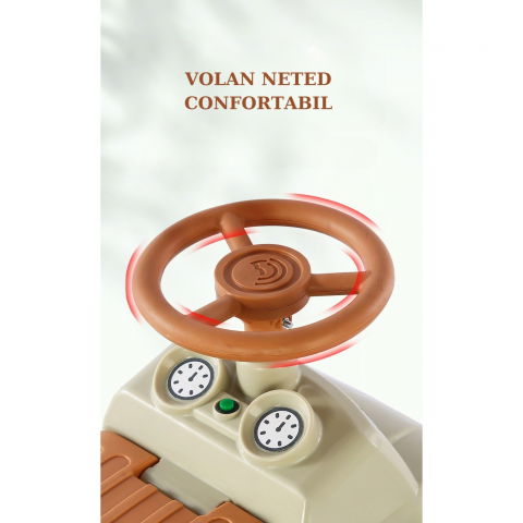 Masinuta ride-on  cu sistem anti-rasturnare, sistem de lumini si muzica, cutie de depozitare, 1-6 ani, 58 x 28 x 37 cm, maro [11]