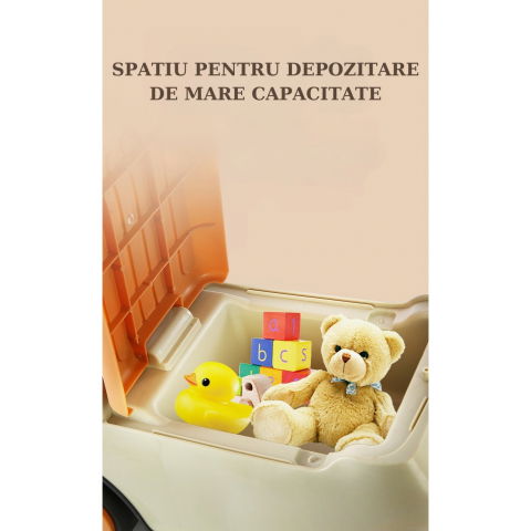 Masinuta ride-on  cu sistem anti-rasturnare, sistem de lumini si muzica, cutie de depozitare, 1-6 ani, 58 x 28 x 37 cm, maro [9]