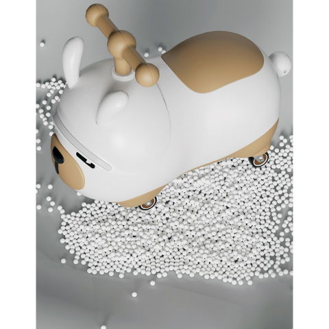 Masinuta ride-on  sistem anti-rasturnare, sistem de lumini si sunet, bluetooth, 1-3 ani, model catel, 43 x 33 x 26 cm, alb - maro [3]