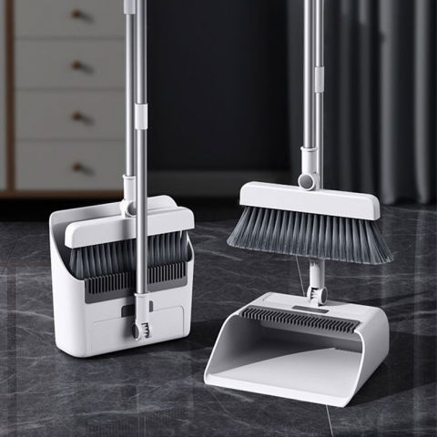 Matura perie si faras cu coada set 3in1, cu dinti de pieptene pentru curatare matura, rotativ, pliabil, detasabil, otel inoxidabil si polipropilena, alb [2]