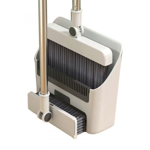 Maturi, Perii, Mopuri si Galeti - Matura perie si faras cu coada set 3in1, cu dinti de pieptene pentru curatare matura, rotativ, pliabil, detasabil, otel inoxidabil si polipropilena, alb